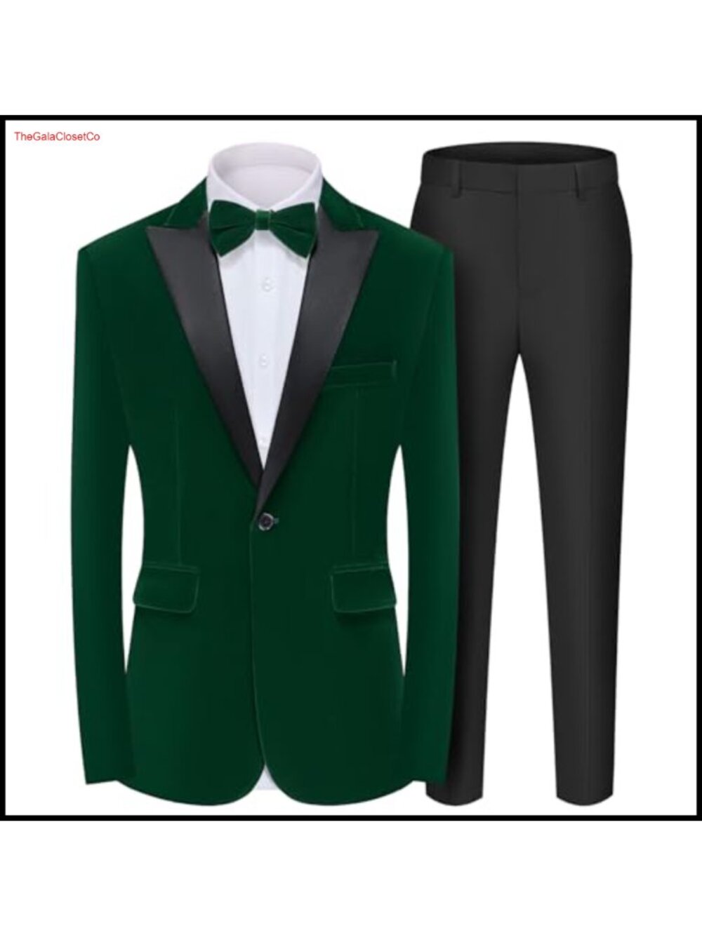 Men's 2 Piece Velvet Suit Peak Lapel One Button Slim Fit Tuxedo Blazer & Pants